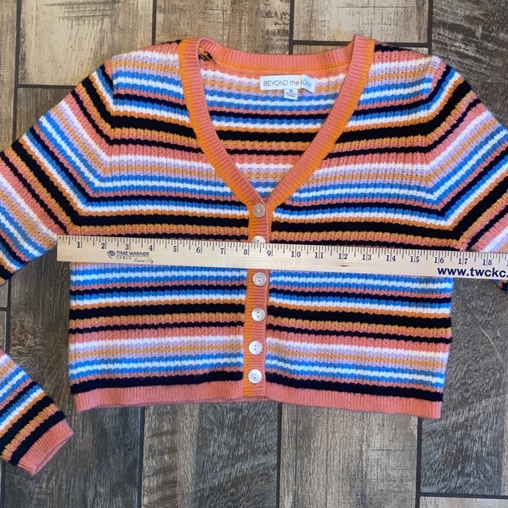 Beyond the Radar Striped Cropped Cardigan Sweater - Picture 8 of 10